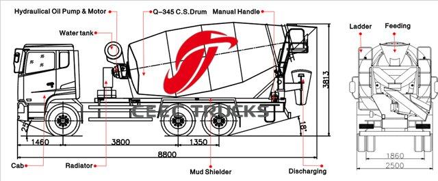 Beiben 10 CBM transit mixer truck drawing Beiben 10 CBM transit mixer truck drawing