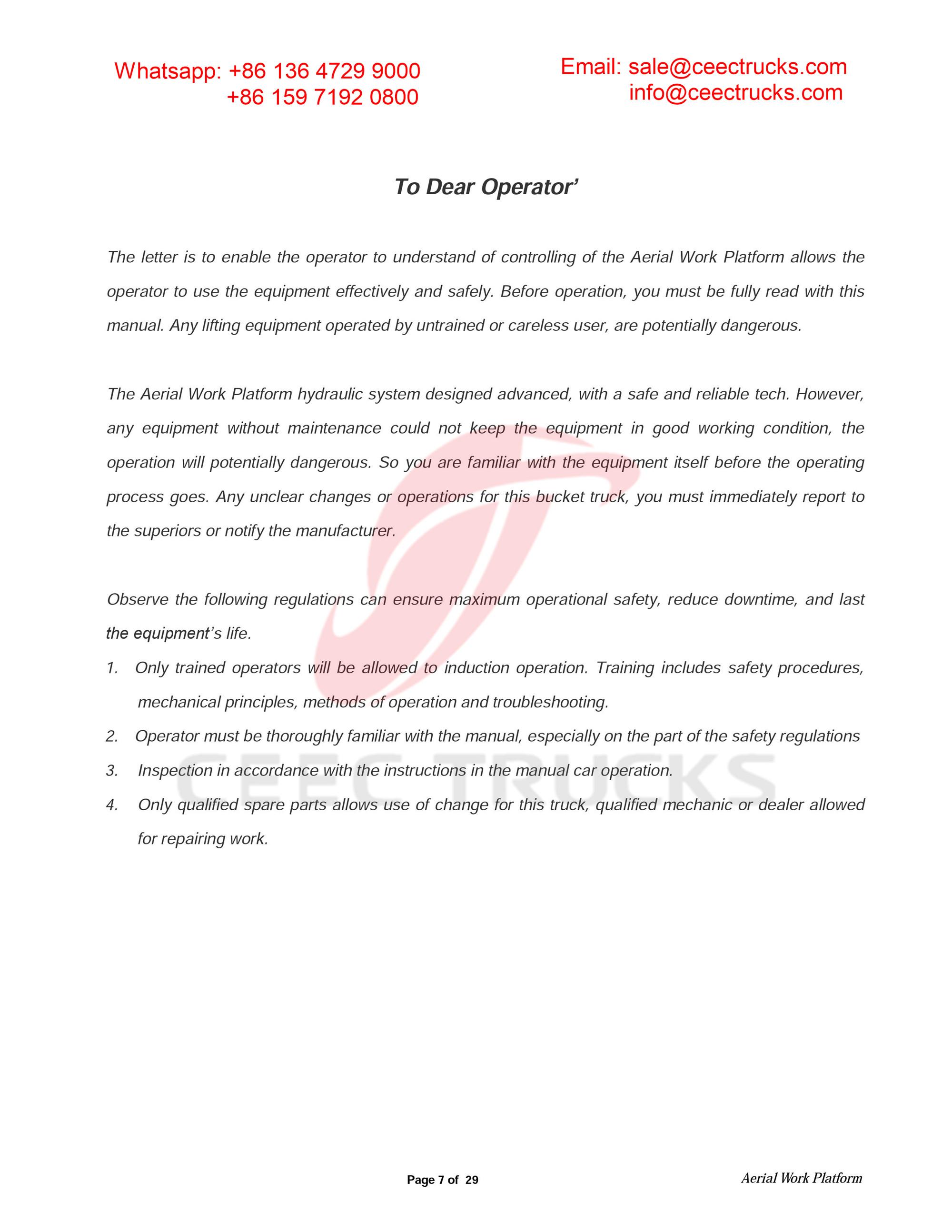 ISUZU 18m aerial working platform owner manual ISUZU 18m aerial working platform owner manual