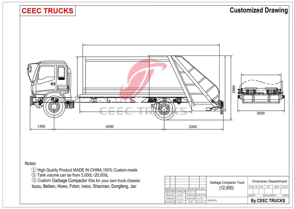 CEEC supply ISUZU 12 CBM water tanker truck drawing CEEC supply ISUZU 12 CBM water tanker truck drawing
