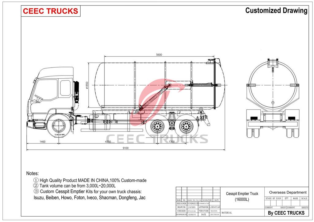 technical drawing for dongfeng 16cbm cesspit emptier technical drawing for dongfeng 16cbm cesspit emptier