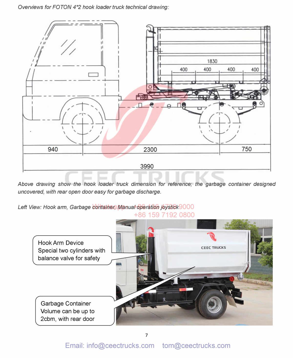 Carribean Sea Guadeloupe--FOTON mini 1.5T hook loader truck manual Carribean Sea Guadeloupe--FOTON mini 1.5T hook loader truck manual