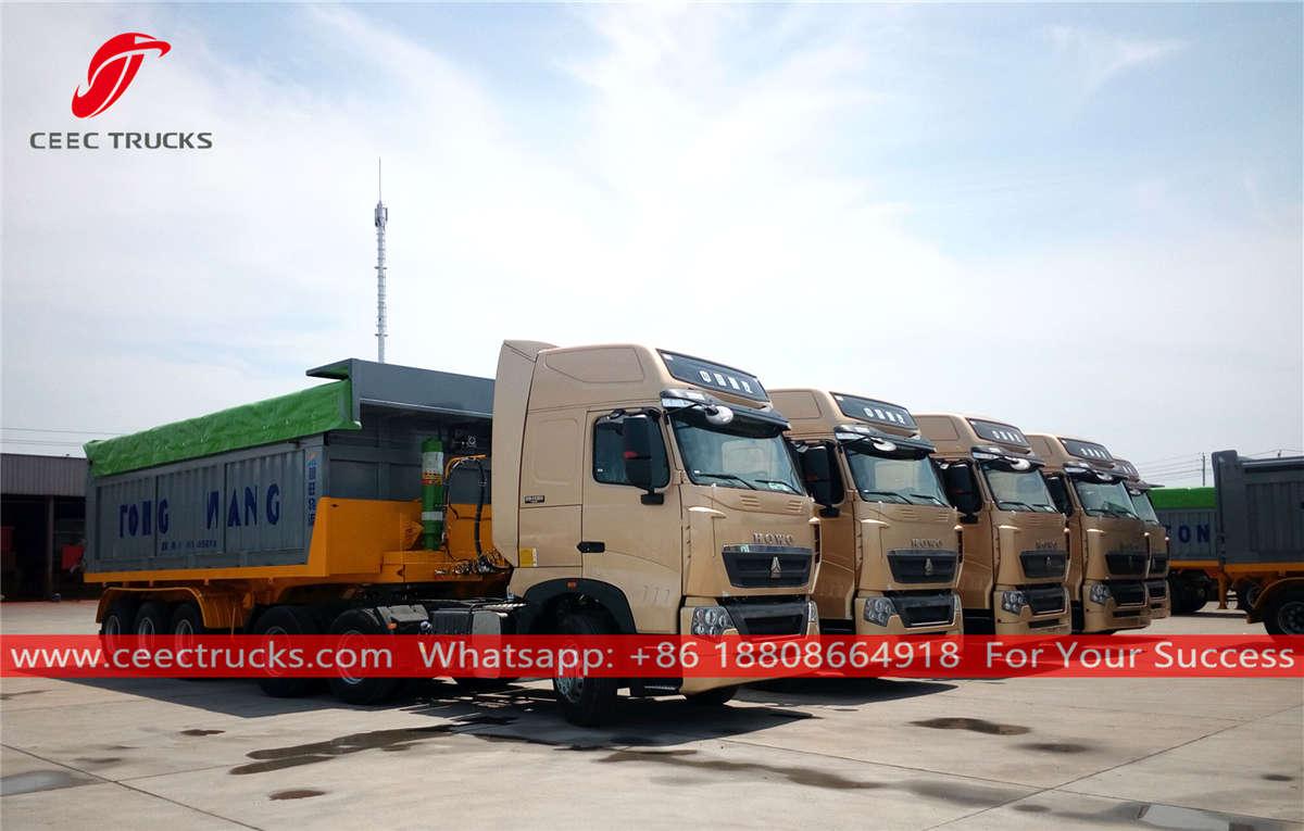 China HOWO tractor trucks with dump trailer China HOWO tractor trucks with dump trailer