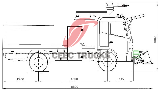 Isuzu police riot vehicle with water cannon Technical drawing of Isuzu police riot vehicle with water cannon