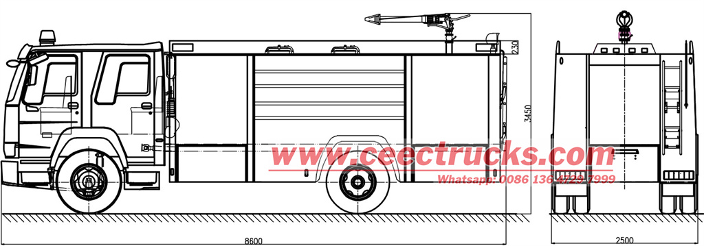 HOWO fire fighting truck drawing