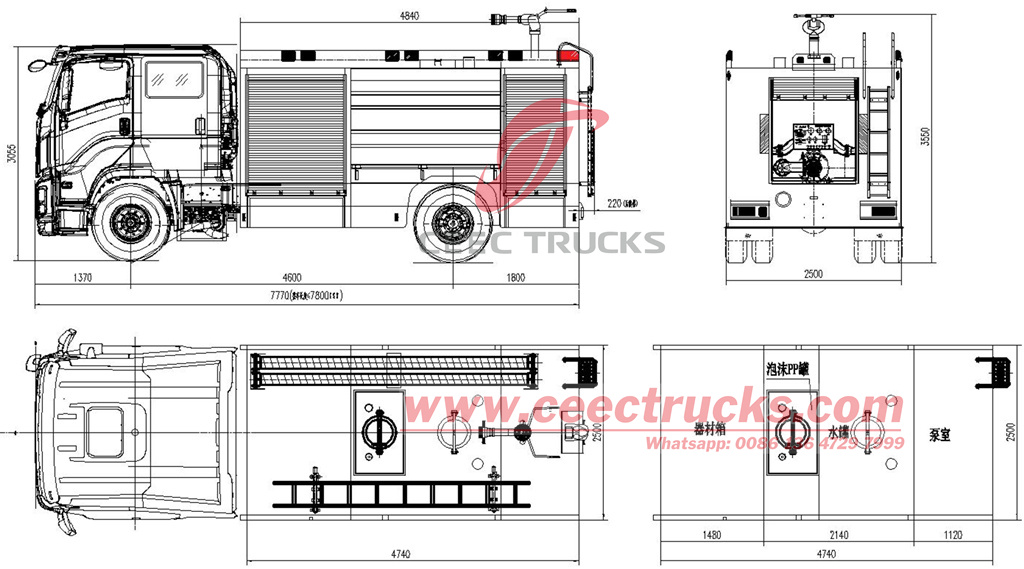 Isuzu fire fighting truck technical drawing Isuzu fire fighting truck technical drawing