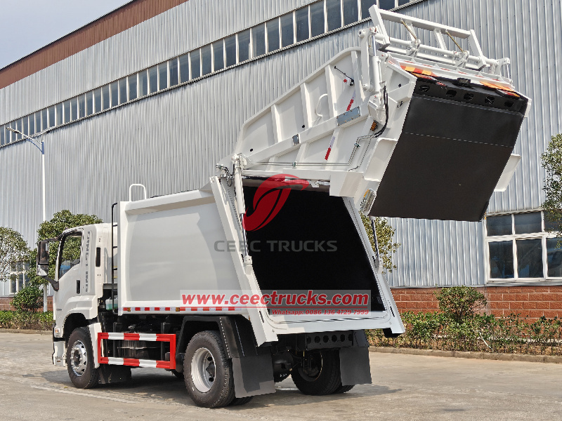 ISUZU rear loader garbage truck export by CEEC TRUCKS ISUZU garbage compactor truck