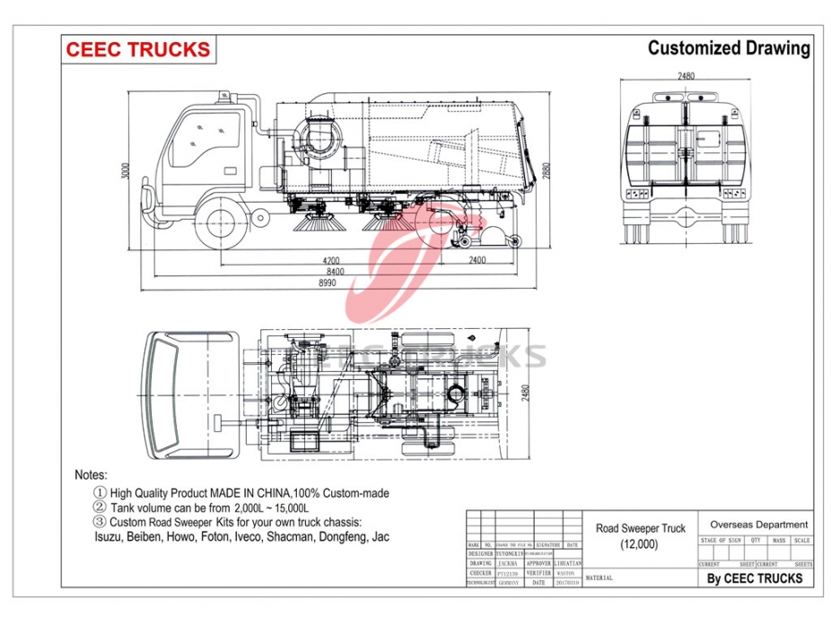 DONGFENG čistač ulica od 12CBM