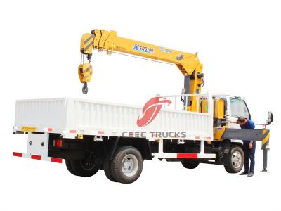 Isuzu NKR 120hp truck with 3 tons telescopic crane